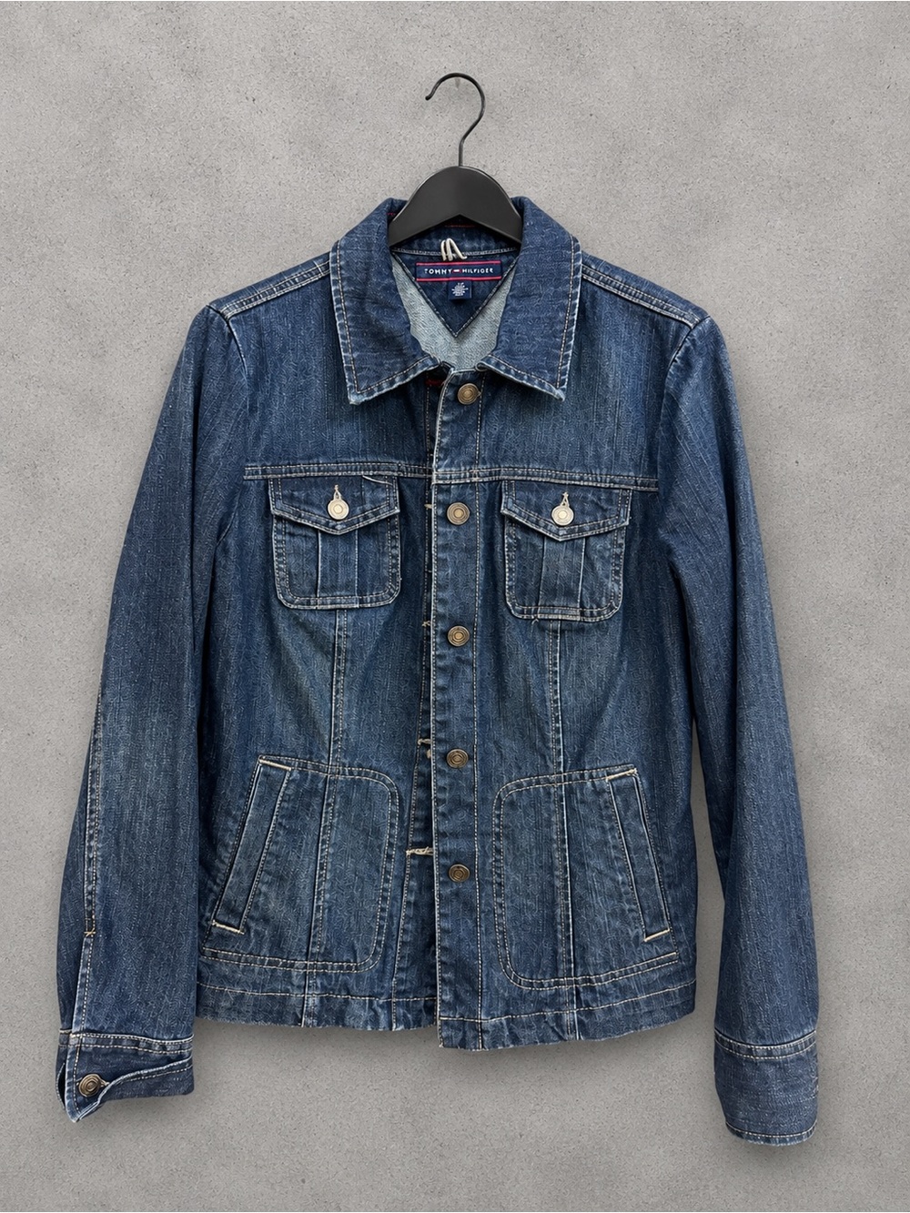 Tommy Hilfiger Women’s Small Denim Utility Jacket Dark Wash Stretch